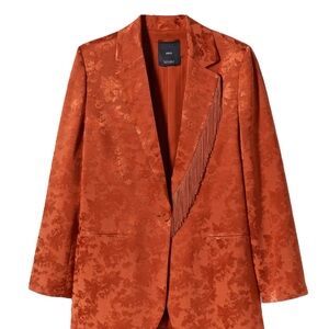 Mango Orange Textured Blazer